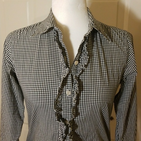 Nili Lotan Ruffled Gingham Poplin Button Up - Picture 3 of 8